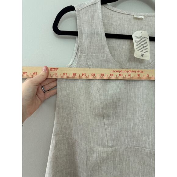 NWT Lintco Minimalist Capsule Lagenlook 100% Linen Beige Swing Tank Dress S/M - Picture 13 of 16